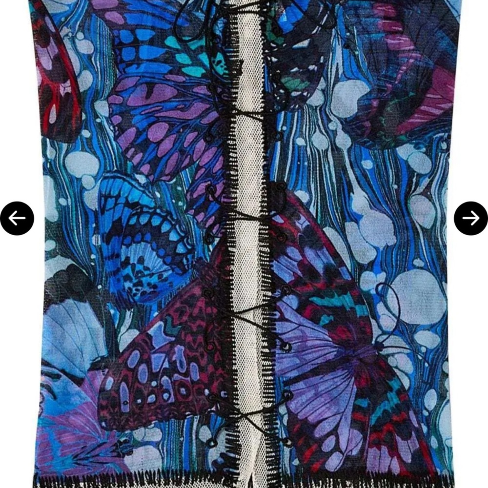 Jean Paul Gaultier Blue Purple Butterfly Print Top